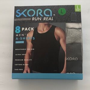 Skora Men's A-Shirts 8 Pack - Black, Gray, White